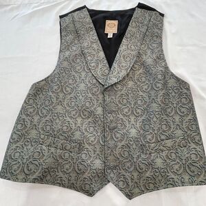 Wah Maker Men's Frontier Clothing Green Brocade Vest, XL